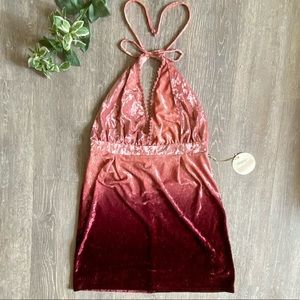 Ombré crushed Velvet Halter Dress